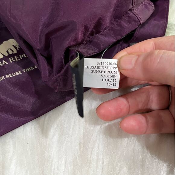 NEW Banana Republic Elephant Nylon Reusable Packable Shopper Tote Large Plum NWT - Picture 10 of 13